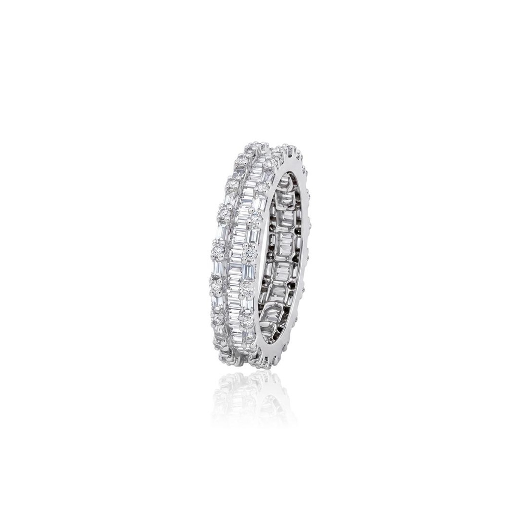 [021487] ALIANCA INTEIRA 100 BAGUETES 1,39CT 38 BRILHANTES 0,30CT H VS2 3,90G OURO BRANCO 18K - COLEÇAO SOULMATES