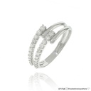 ANEL 2 AROS LISOS E 2 AROS CRAVADOS DEGRADE 22 BRILHANTES 0,43CT G VS1 2,76G OURO BRANCO 18K  - COLEÇAO LAISA