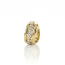 ANEL 2 FIOS LISOS CENTRO 11 DIAMANTES NAVETES OVAIS GOTAS 1,64CT 6,76G OURO AMARELO 18K - COLEÇAO LAISA