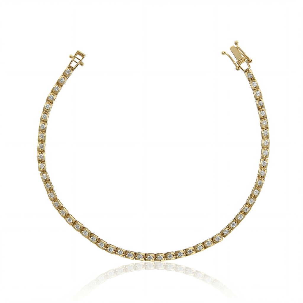 [075328] 1-PULSEIRA RIVIERA 51 BRILHANTES 0,81CT 17CM 4,45G OURO AMARELO 18K - COLEÇAO RIVIERAS
