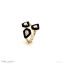ANEL 3 AROS COM  3 AGATAS 2,68CT 4 DIAMANTES GOTA 1,0CT 4,89G OURO AMARELO 18K - COLEÇAO