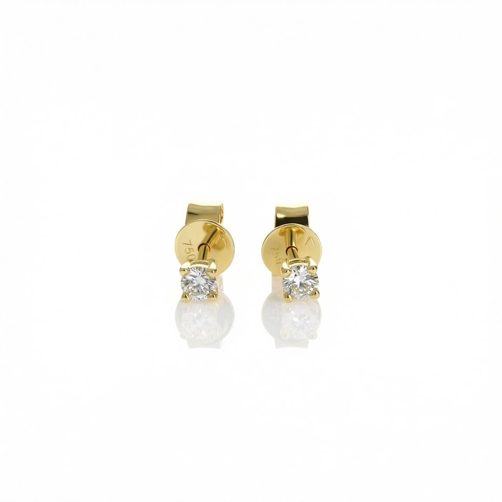10-Brinco Solitário 2 Brilhantes 0,19ct H VS2 1,35g Ouro Amarelo 18k - Coleção Only You