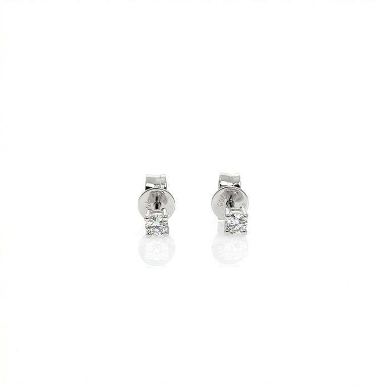 [077567] 10-Brinco Solitário 2 Brilhantes 0,22ct H VS2 1,16g Ouro Branco 18k - Coleção Only You