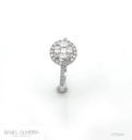ANEL BOTAO 5 DIAMANTES 0,44CT 32 BRILHANTES 0,24CT 2,36G OURO BRANCO 18K - COLEÇAO BOTAO
