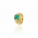 Anel Camadas Esmeralda Cushion Brasileira 3,61ct em Ouro Amarelo 18k