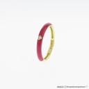 ANEL CERAMICA ROSA 1 BRILHANTE CENTRAL 0,01CT 2,50GR - OURO AMARELO 18K - DAY BY DAY