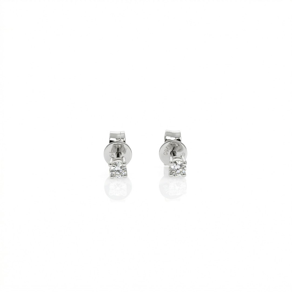 [064945] Brinco Solitário Only You 0,20 ct · Ouro Branco 18k