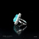 ANEL CLASSICO TURMALINA PARAIBA GOTA 12,62CT 18 BRILHANTES 1,96CT VS 10,14G OURO BRANCO 18K - CERTIFICADO GIA 6192906592