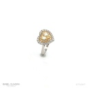 ANEL CORAÇAO 2 DIAMANTES GOTAS 0,36CT 40 BRILHANTES 0,45CT 2,86G OURO BRANCO 18K - COLEÇAO ONASSIS