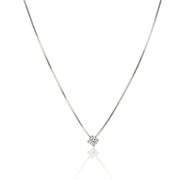 [066141] 10-Colar Ponto de Luz Brilhante 0,10ct g VS1 Corrente Veneziana 45cm 1,35g Ouro Branco 18k - Coleção Only You