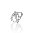 ANEL CRUZADO 134 BRILHANTES 1,31CT H VS2 5,42G OURO BRANCO 18K - COLEÇAO PAVE