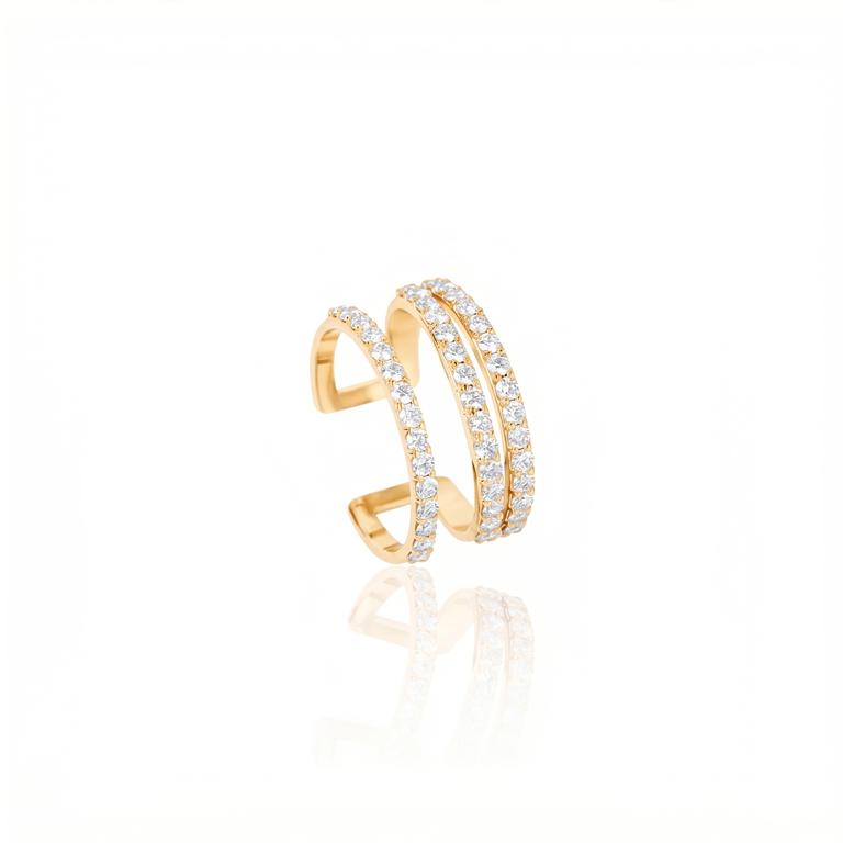 [077514] Anel Dedinho 45 Brilhantes 0,77ct H VS2 3,74g Ouro Amarelo 18k - Coleção Laisa