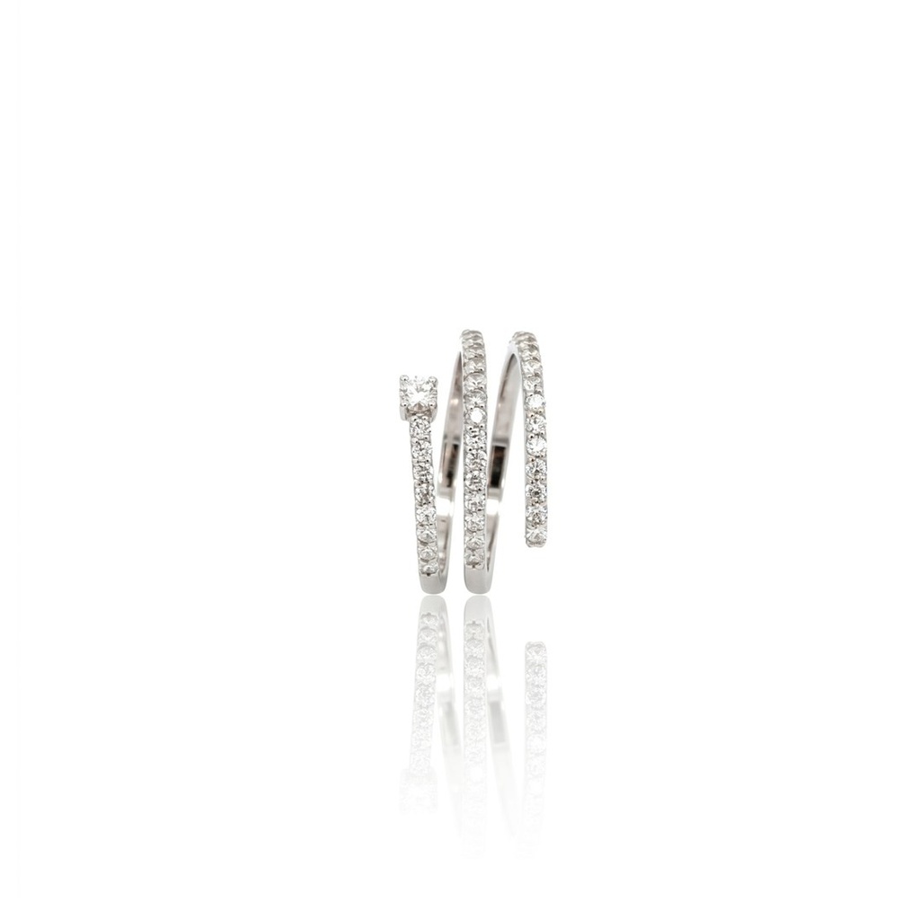 [072569] ANEL ESPIRAL DEGRADE 43 BRILHANTES 0,81CT G VS1 4,28G OURO BRANCO 18K - COLEÇAO LAISA