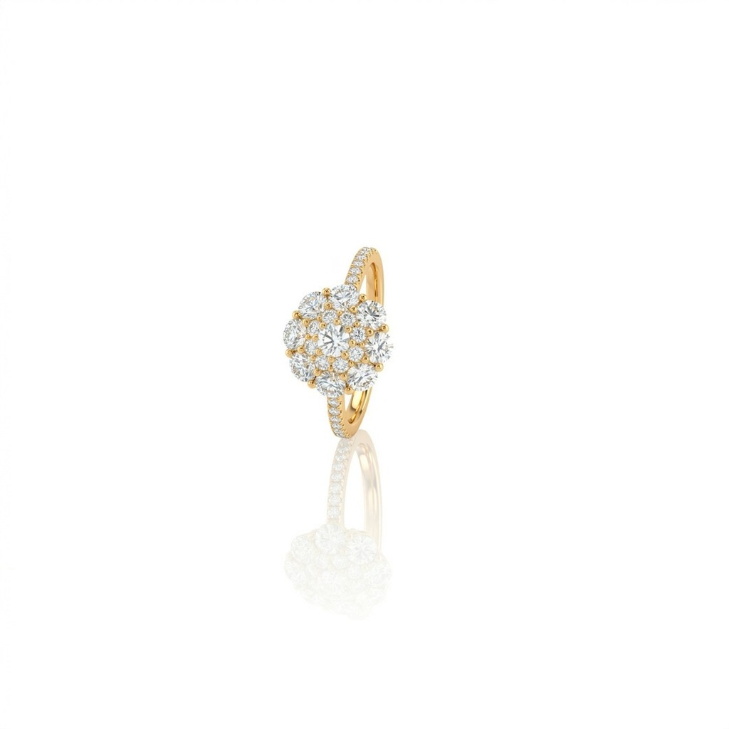[077038] ANEL FLOR 31 BRILHANTES 1,51CT 2,34G OURO AMARELO 18K - COLEÇAO LAISA