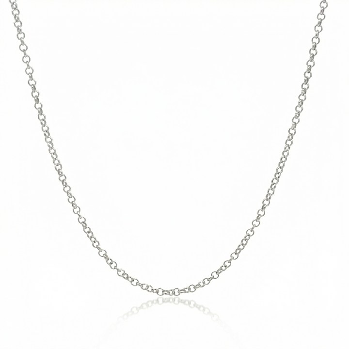 Corrente Elo Português M 50cm 4,0g a 4,20g Ouro Branco 18k - Coleção Elos