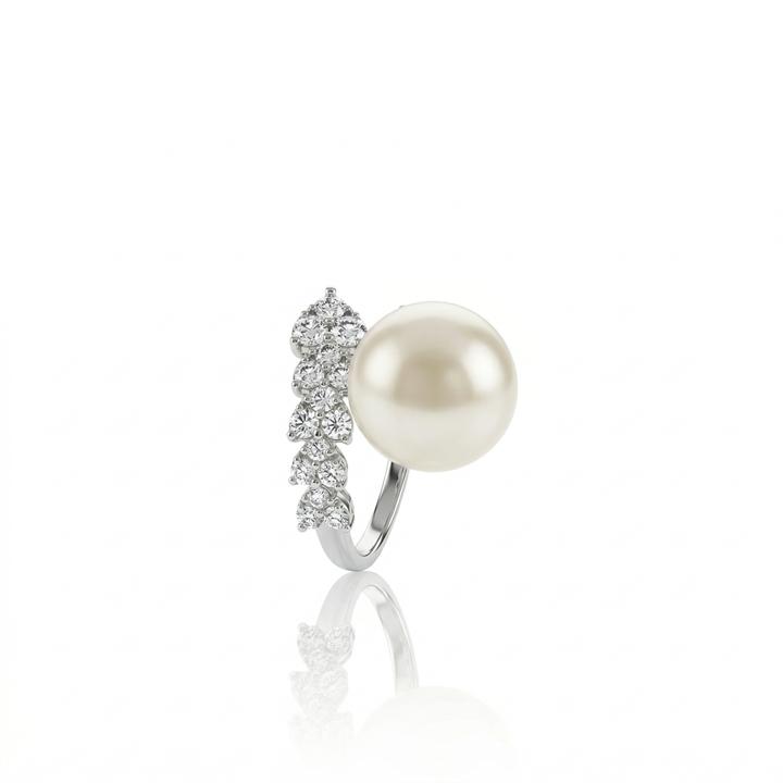 [076879] ANEL PEROLA 12MM 27 BRILHANTES 1,01CT 5,41G OURO BRANCO 18K - COLEÇAO OVER THE MOON