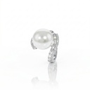 ANEL PEROLA 13MM  12 DIAMANTES BAGUETES 0,71CT 42 BRILHANTES 0,15CT 7,23G OURO BRANCO 18K - COLEÇAO OVER THE MOON