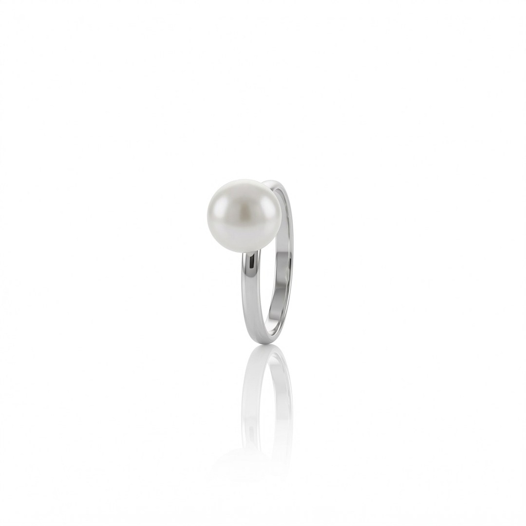 [075696] Anel Pérola Pérola 8,50mm 2,68g Ouro Branco 18k - Coleção Over The Moon