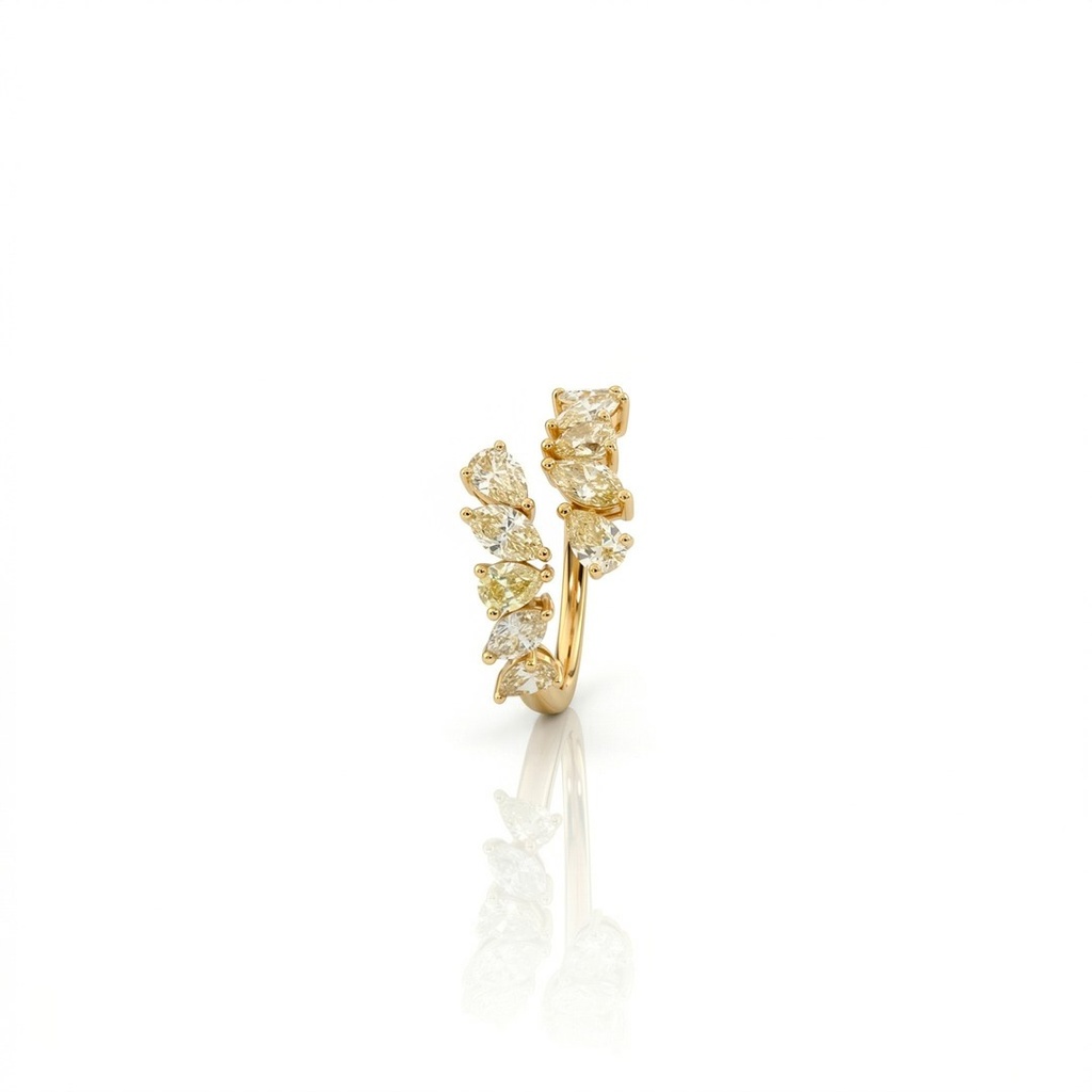 [073656] Anel Torcido 10 Diamantes Fancy 1,74ct 3,15g Ouro Amarelo 18k - Coleção Laisa
