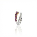 ANEL TORCIDO ABERTO 4 RUBELITAS OVAIS 0,98CT 28 BRILHANTES 0,33CT J SI1 6,17G OURO BRANCO E ROSE 18K - COLEÇAO RUBELITA