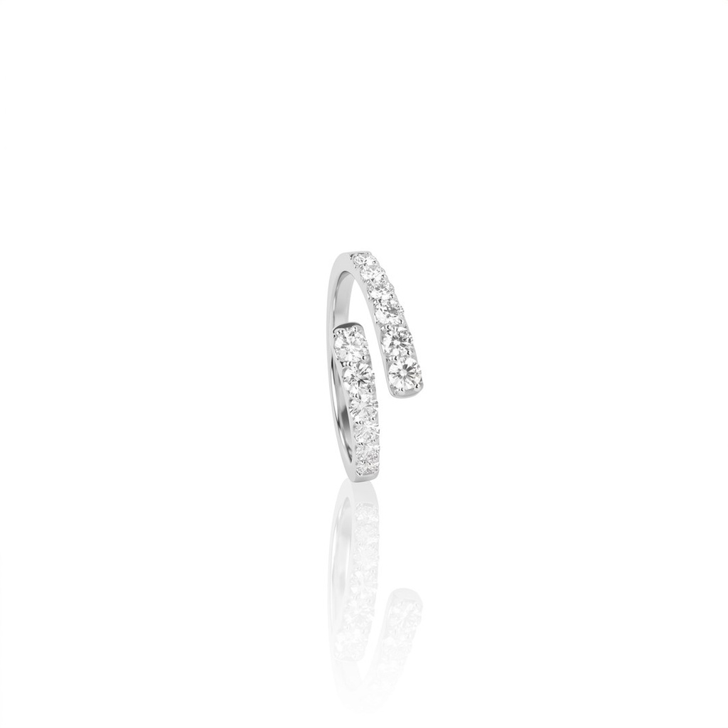 [074682] Anel Torcido Degradê 12 Brilhantes 0,89ct H VS2 3,27g Ouro Branco 18k - Coleção Laisa