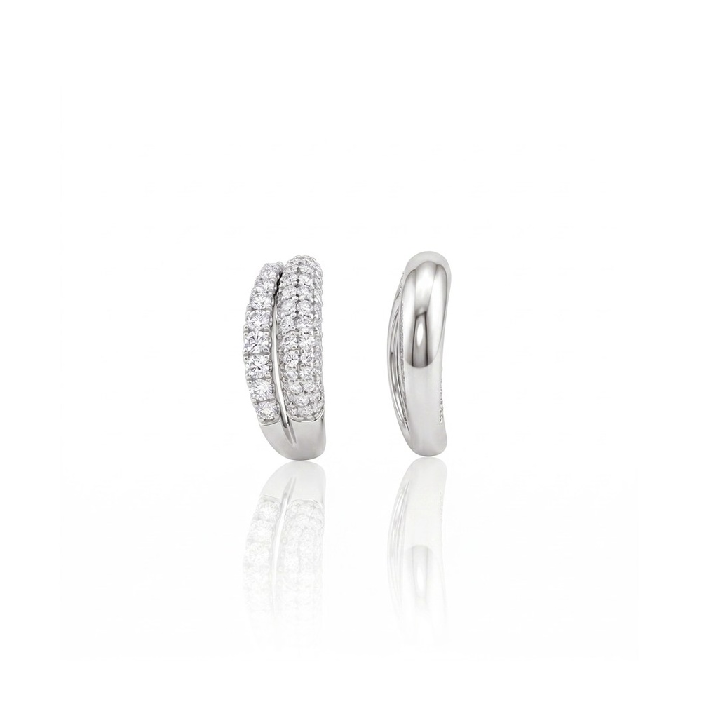 [073517] Anel Triplo 136 Brilhantes 1,57ct 8,42g Ouro Branco 18k - Coleção Laisa
