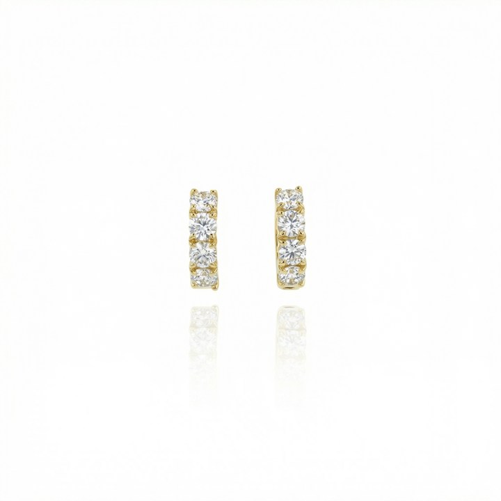 ARG01BRIAP-ARGOLA 9,85MM DIAMETRO 1 FILEIRA COM MEIA CRAVAÇAO 8 BRILHANTES 0,47CT H SI1 1,60G OURO AMARELO 18K - COLEÇAO ARGOLAS FASHION