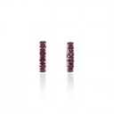 ARG01RUBBG-ARGOLA 13 MM DIAMETRO FIO QUADRADO 1,50MM 1 FILEIRA COM MEIA CRAVAÇAO 12 RUBIS 0,99CT 2,82G OURO BRANCO 18K - COLEÇAO ARGOLAS FASHION