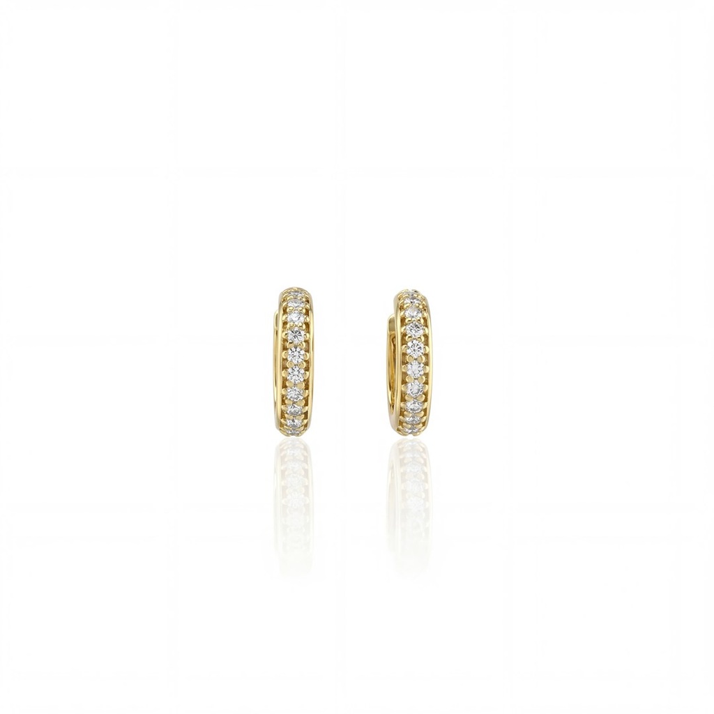 ARG02BRIAM-ARGOLA 11,20MM DIAMETRO 1 FILEIRA COM MEIA CRAVAÇAO 22 BRILHANTES 0,22CT G VS1 2,20G OURO AMARELO 18K - COLEÇAO ARGOLAS FASHION