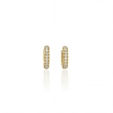 ARG02BRIAM-ARGOLA 11MM DIAMETRO 1 FILEIRA COM MEIA CRAVAÇAO 22 BRILHANTES 0,23CT 2,0G OURO AMARELO 18K - COLEÇAO ARGOLAS FASHION