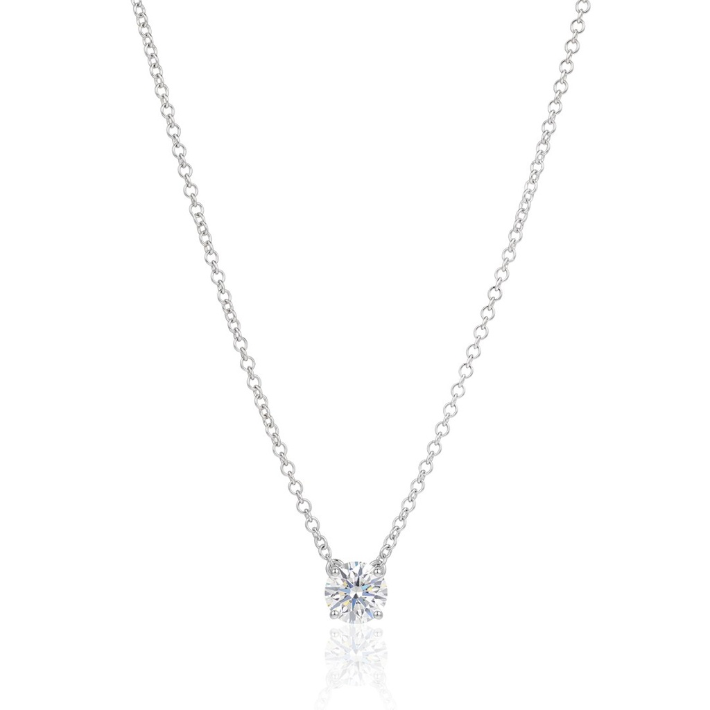 [076280] 100-Colar Ponto de Luz Brilhante 1,0ct g VS1 Corrente Elo Português 45cm 2,91g Ouro Branco 18k - Certificado EGL 1701851326 - Coleção Only You
