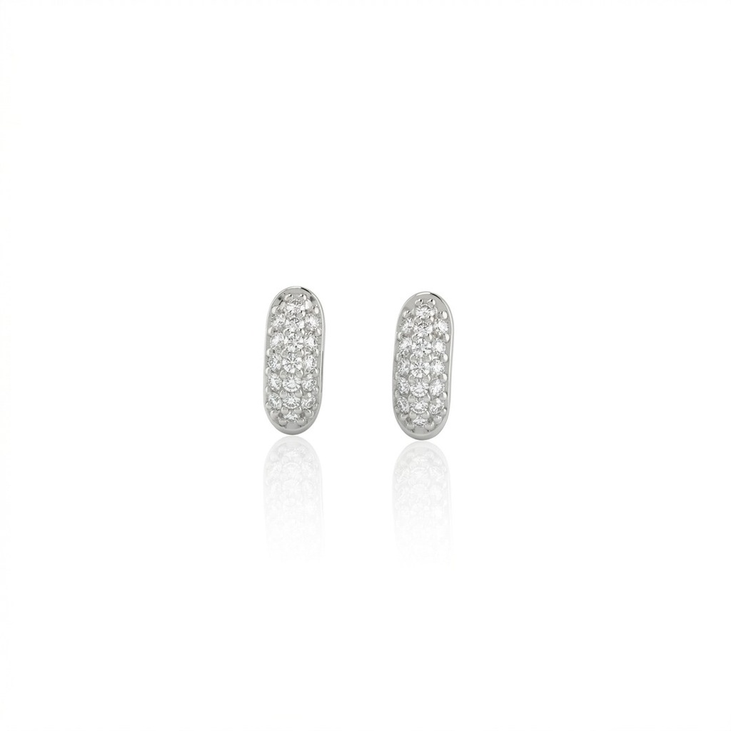 [075798] ARG03BRIBP-Argola 10mm Diâmetro Meia Cana 3 Fileiras Pavê Meia Cravação 34 Brilhantes 0,29ct H VS2 2,13g Ouro Branco 18k - Coleção Argolas Fashion