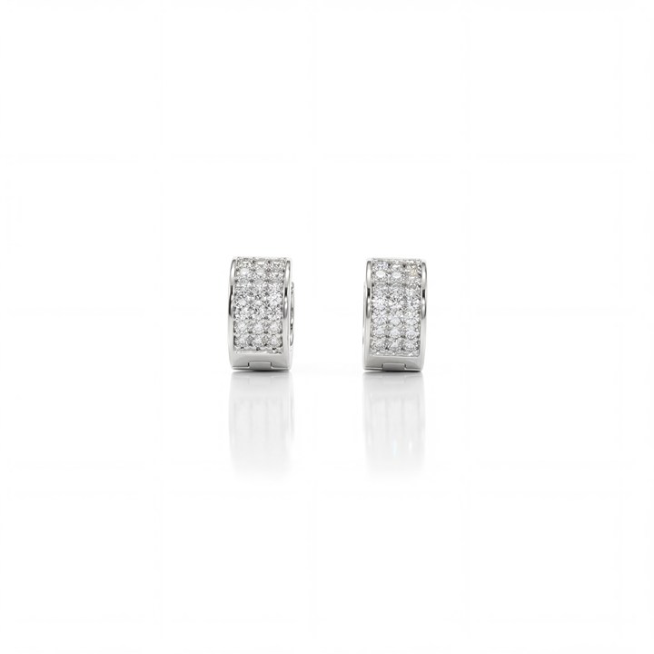 [064749] ARG04BRIBP-Argola Bold 8,50mm Diâmetro 3 Fileiras com Meia Cravação 42 Brilhantes 0,21ct g VS1 2,00g Ouro Branco 18k - Coleção Argolas Fashion