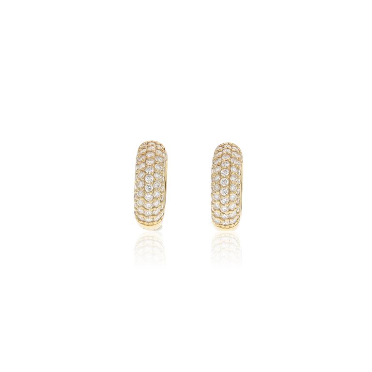 [077312] ARG05BRIAG-Argola 15mm 5 Fileiras Meia Cravação 94 Brilhantes 0,90ct H VS2 4,93g Ouro Amarelo 18k - Coleção Argolas Fashion