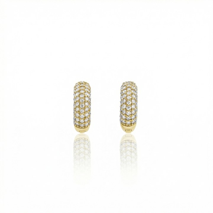[074556] ARG05BRIAG-Argola 15mm 5 Fileiras Meia Cravação Externa 94 Brilhantes 0,70ct H VS2 4,97g Ouro Amarelo 18k - Coleção Argolas Fashion