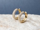ARG05BRIAGG-ARGOLA 20MM 5 FILEIRAS MEIA CRAVAÇAO EXTERNA 152 BRILHANTES 1,44CT 6,43G OURO AMARELO 18K - COLEÇAO ARGOLAS FASHION