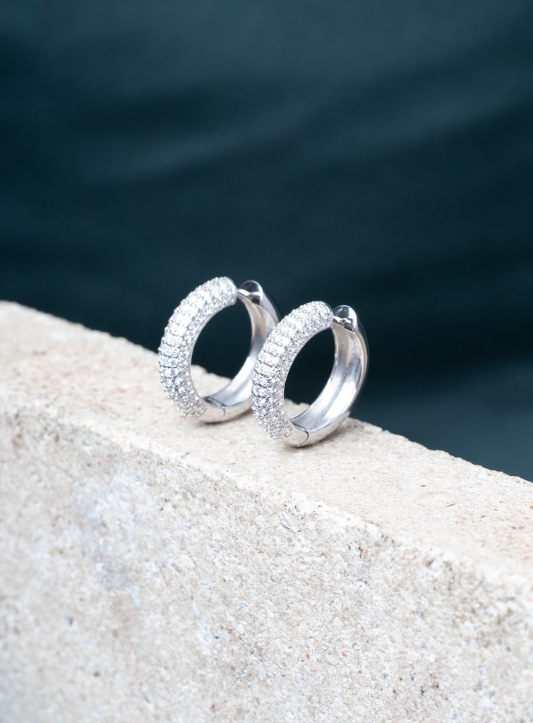 [072630] ARG05BRIBGG-Argola 20mm 5 Fileiras Meia Cravação Externa 152 Brilhantes 1,44ct 6,59g Ouro Branco 18k - Coleção Argolas Fashion