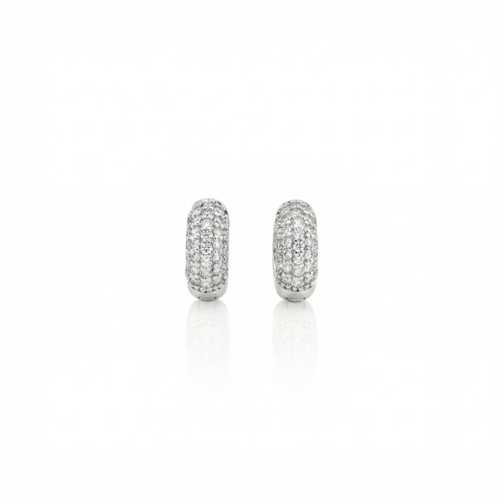 [069497] ARG05BRIBM-Argola 12mm 5 Fileiras Cravação Externa 64 Brilhantes 0,64ct g VS1 3,91g Ouro Branco 18k - Coleção Argolas Fashion