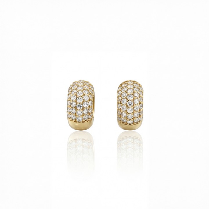 ARG06BRIAM-ARGOLA 15MM 5 FILEIRAS 1,80MM MEIA CRAVAÇAO EXTERNA 68 BRILHANTE 1,61CT  GVS1 9,35G OURO AMARELO 18K - COLEÇAO ARGOLAS FASHION