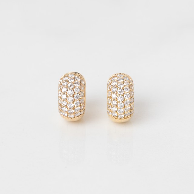 ARG06BRIAM-ARGOLA 15MM 5 FILEIRAS 1,80MM MEIA CRAVAÇAO EXTERNA 68 BRILHANTE 1,66 H VS2 CT 8,65G OURO AMARELO 18K - COLEÇAO ARGOLAS FASHION