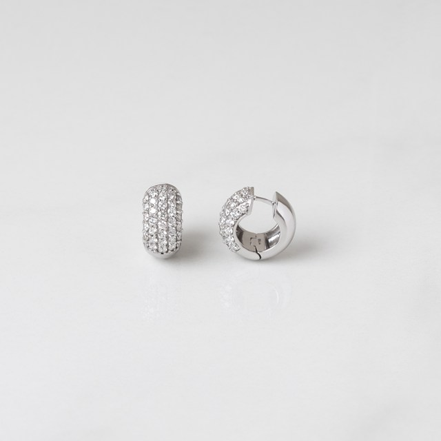 [072632] ARG06BRIBM-Argola 15mm 5 Fileiras 1,70mm Meia Cravação Externa 68 Brilhantes 1,41ct 8,85g Ouro Branco 18k - Coleção Argolas Fashion