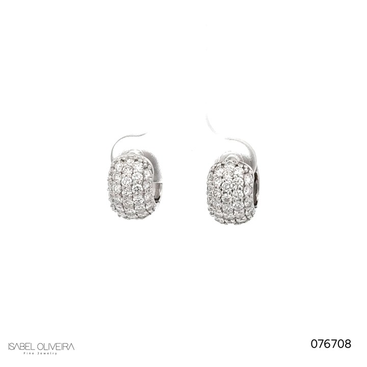 [076708] ARG06BRIBP-Argola 12,40mm 5 Fileiras 1,80mm Meia Cravação 54 Brilhantes 1,35ct H VS2 5,74g Ouro Branco 18k - Coleção Argolas Fashion