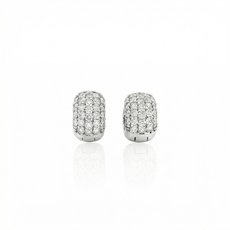 ARG06BRIBP-ARGOLA 12MM 5 FILEIRAS 1,80MM MEIA CRAVAÇAO EXTERNA 54 BRILHANTES 1,31CT H VS2 5,92G OURO BRANCO 18K - COLEÇAO ARGOLAS FASHION