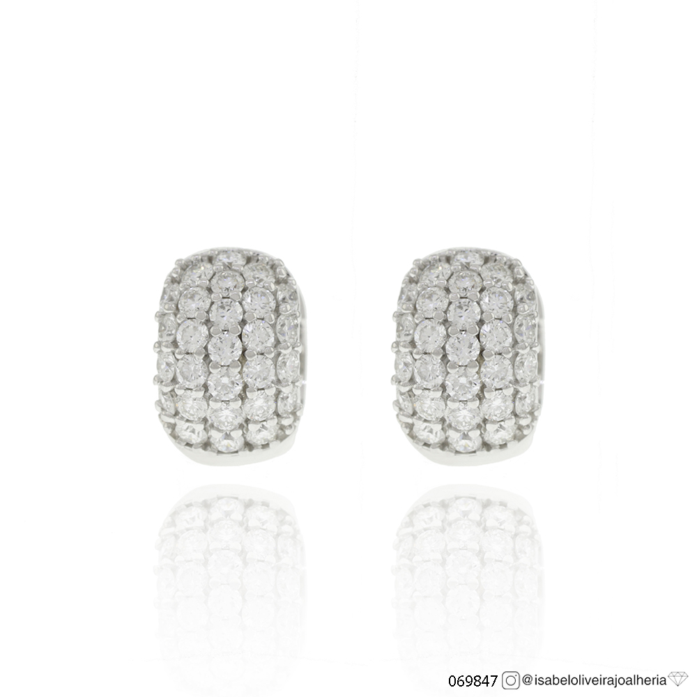 ARG06BRIBP-ARGOLA 12MM FILEIRAS 1,80MM CRAVAÇAO EXTERNA 54 BRILHANTES 1,30CT G VS1 5,96G OURO BRANCO 18K - COLEÇAO ARGOLAS FASHION