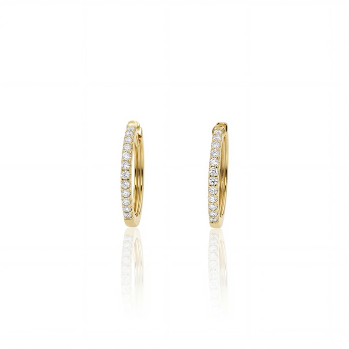 [069851] ARG07BRIAP-Argola Fina 17mm Diâmetro 1 Fileira Cravação Externa 26 Brilhantes 0,26ct g VS1 2,68g Ouro Amarelo 18k - Coleção Argolas Fashion