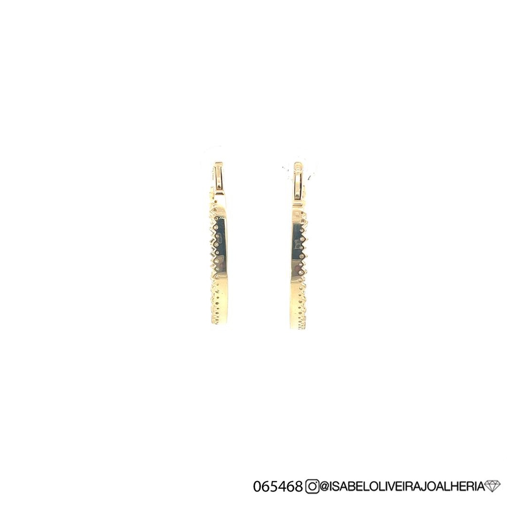 [065468] Argola 35mm Diâmetro Fileira Dupla Cravação Externa e Interna 194 Brilhantes 1,66ct H/i SI1/VS2 9,84g Ouro Amarelo 18k - Coleção Argolas Fashion