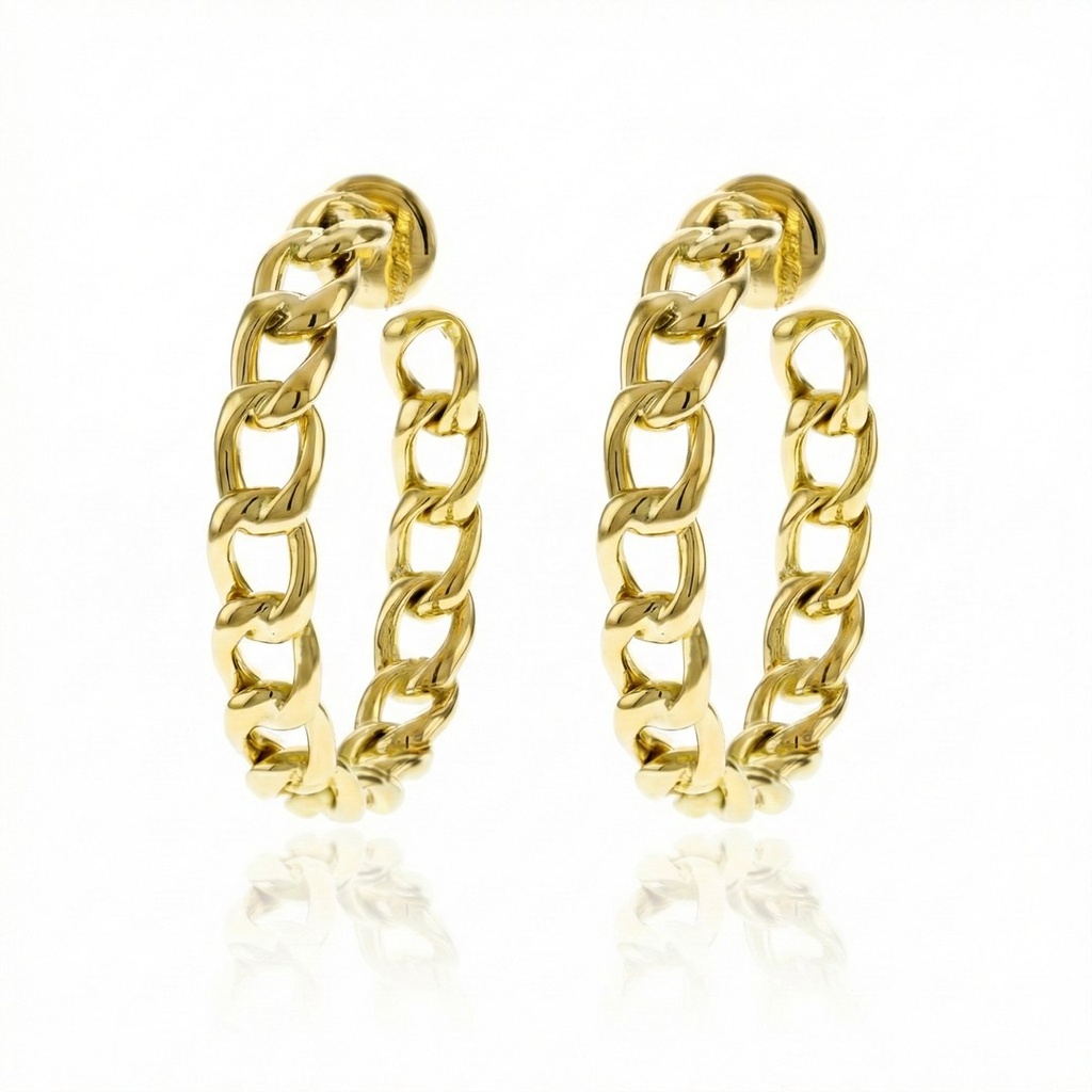 [076340] Argola 46,30mm Diâmetro Elos Grumet 15,64g Ouro Amarelo 18k - Coleção Argolas Daily