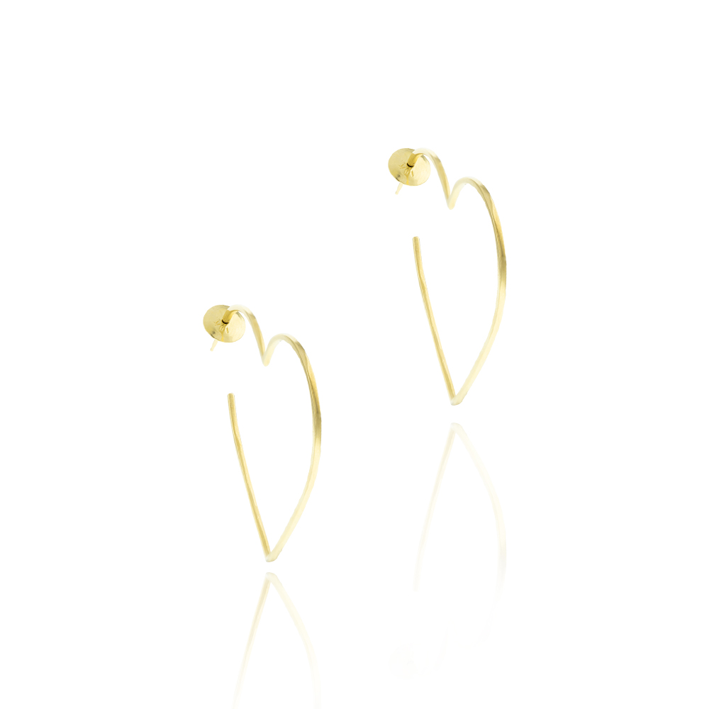 [060875] Argola Coração 42,00mm Fio Quadrado 1,40mm 3,20g Ouro Amarelo 18k - Coleção Argolas Daily