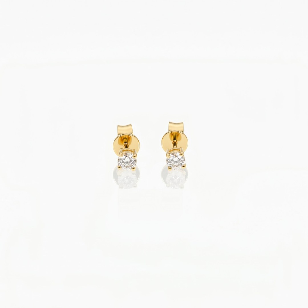 [076272] 15-Brinco Solitário 2 Brilhantes 0,30ct H VS2 1,39g Ouro Amarelo 18k - Coleção Only You
