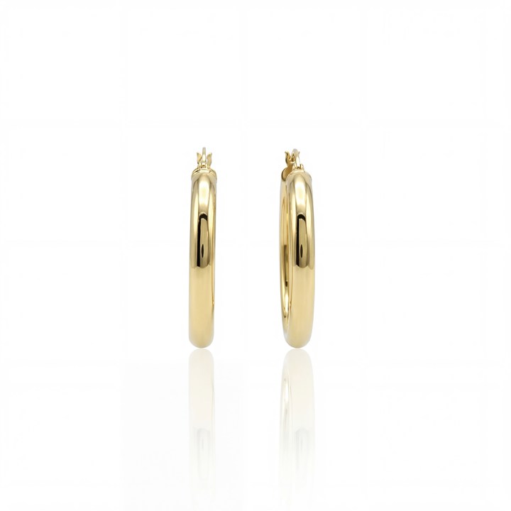 [062869] Argola Meia Cana 36mm Oca 3,60 Ouro Amarelo 18k - Coleção Argolas Daily